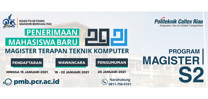 Cover Buka Pendaftaran S2, PCR Siapkan 20 Kuota pada Semester Genap 2021