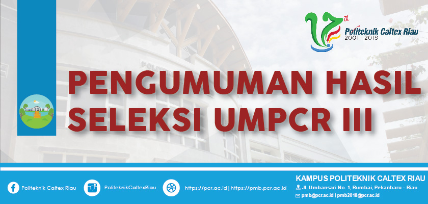 Cover PENGUMUMAN UMPCR III Tahun 2018