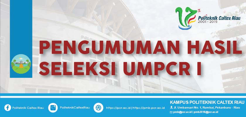 Cover PENGUMUMAN UMPCR I 2018