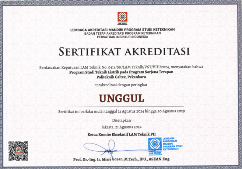 Akreditas Sarjana Terapan Teknik Listrik LAM-TEKNIK 2024
