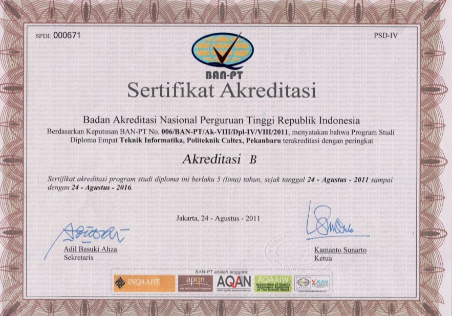 Akreditasi Sarjana Terapan Teknik Informatika BAN-PT 2016