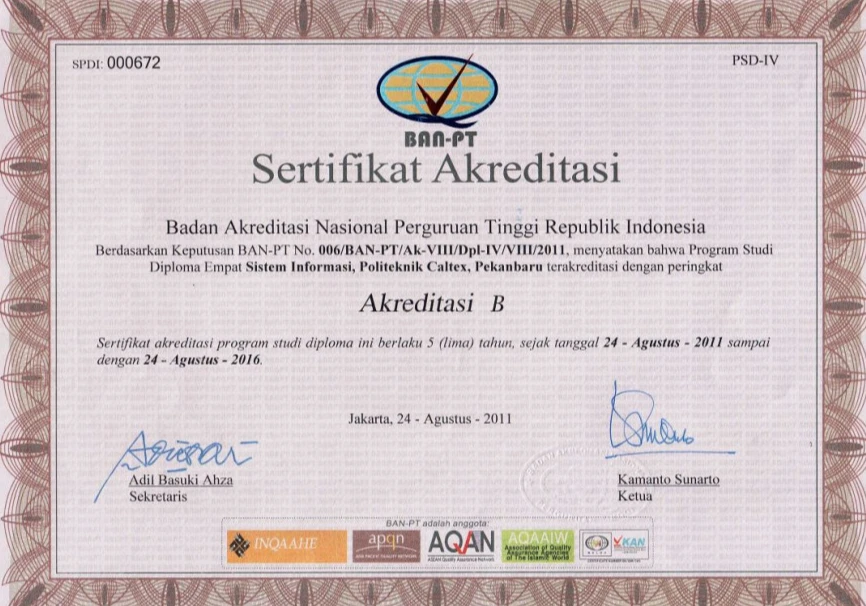 Akreditasi Sarjana Terapan Sistem Informasi BAN-PT 2011
